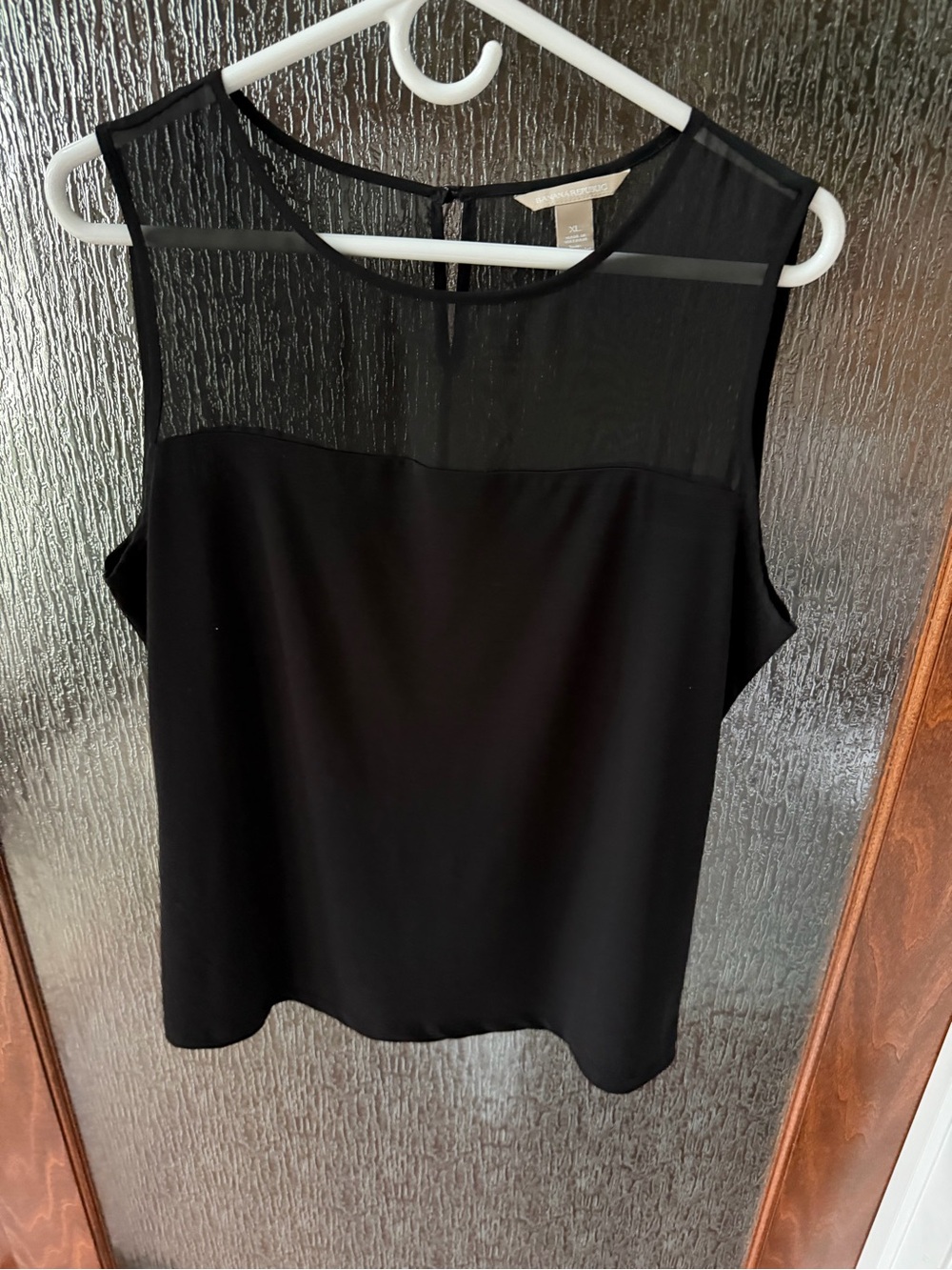 Banana Republic Black Sleeveless Sheer-Yoke Blouse XL